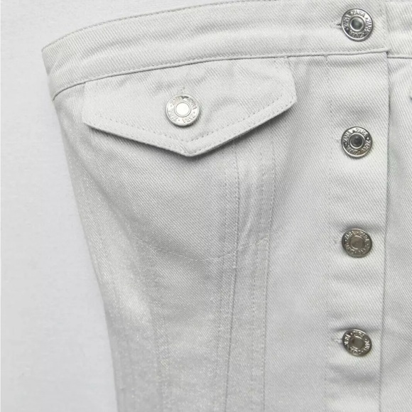 Zara NWOT Grey Silver Strapless Denim Button Up Tube Top - Picture 5 of 7